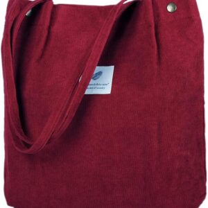 Korean Canvas Corduroy Tote Bag Casual Work Shoulder Handbags